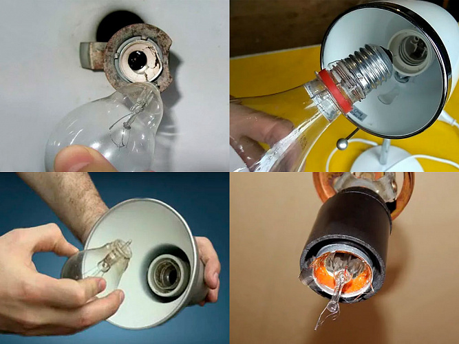 Как выкрутить цоколь лампочки из патрона если она разбилась