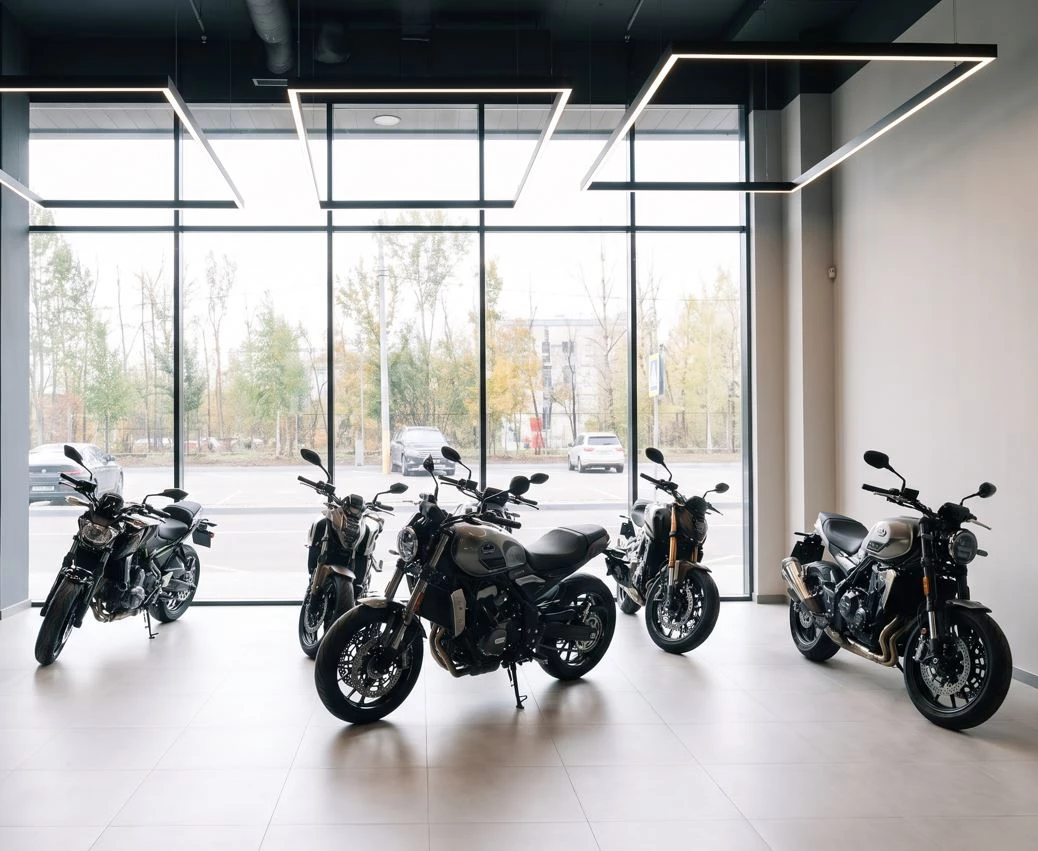 Освещение мотосалона Pro Riders в Химках: проект на светильниках LEDRON